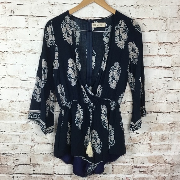 Reverse Pants - Reverse Floral Bell Sleeve Romper